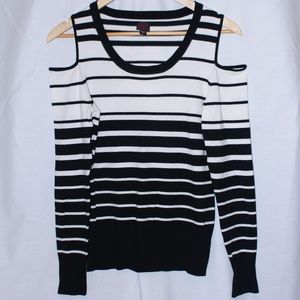 Cold Shoulder Striped Sweater